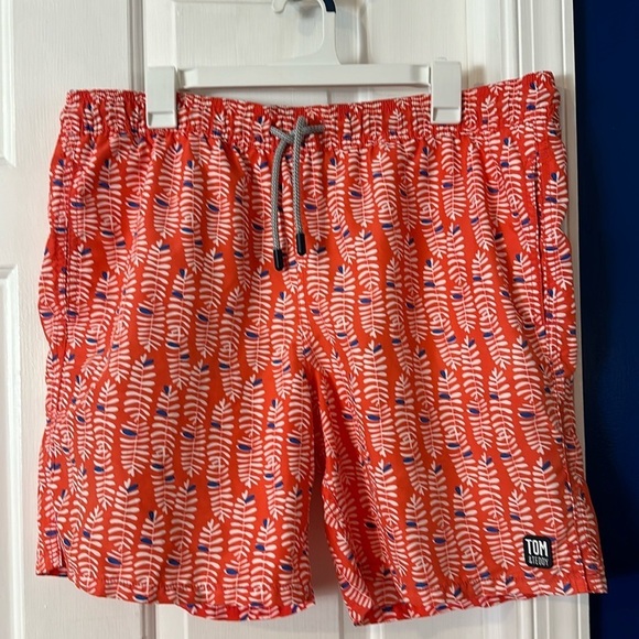 Men’s Tom & Teddy Paprika & Blue Rowan CLASSIC SWIM SHORTS Size Large - Picture 2 of 9